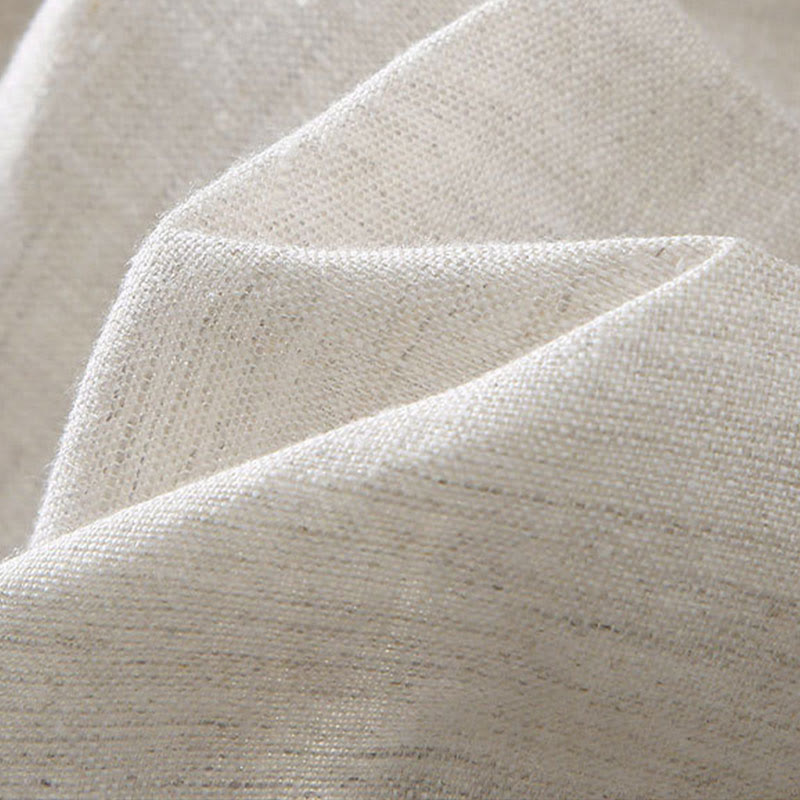 Summer Solid Color Drawstring Button Design Men's Linen Shorts With Pockets - Image 6