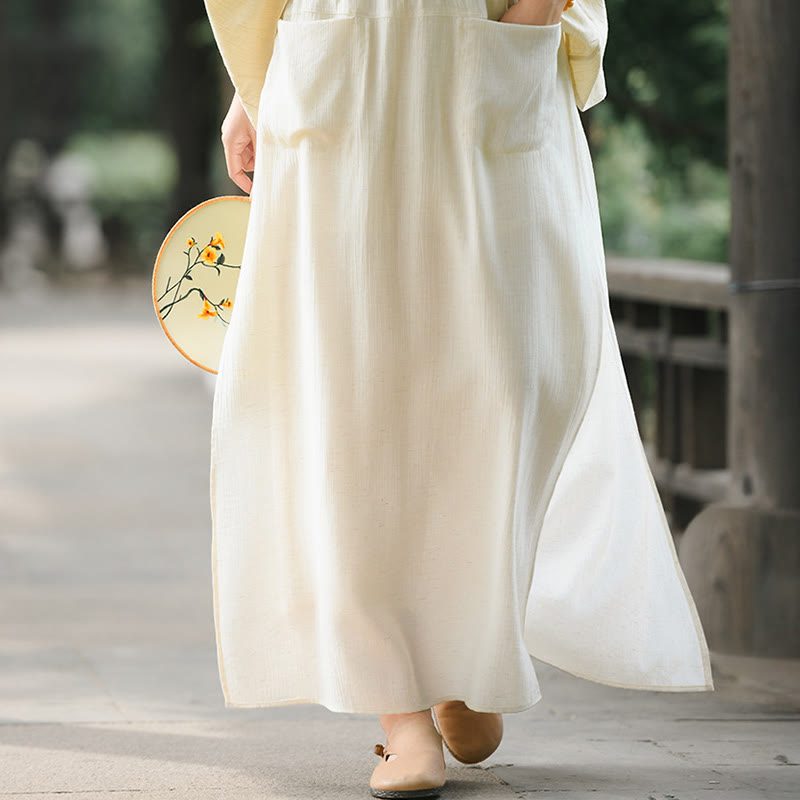 Solid Color Hem Slit Design Women's Skirt Pants With Pockets