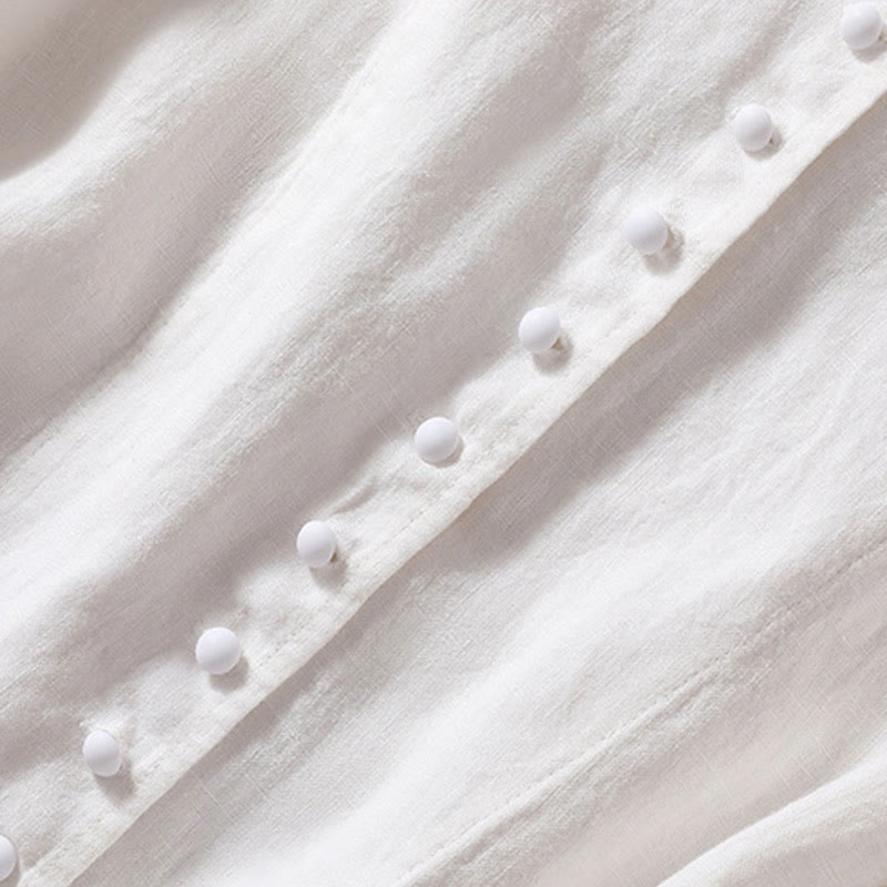 Women's Cotton Linen Stand Collar Long Sleeve Jacket With Pockets - Image 22