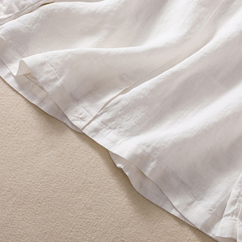 Women's Cotton Linen Stand Collar Long Sleeve Jacket With Pockets - Image 18