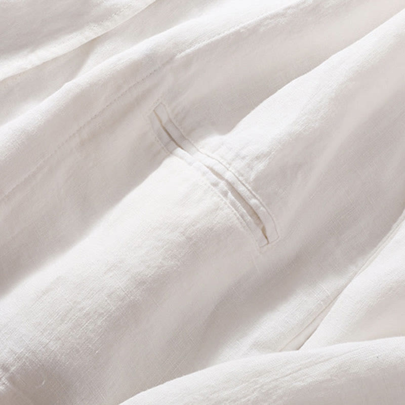 Women's Cotton Linen Stand Collar Long Sleeve Jacket With Pockets - Image 19