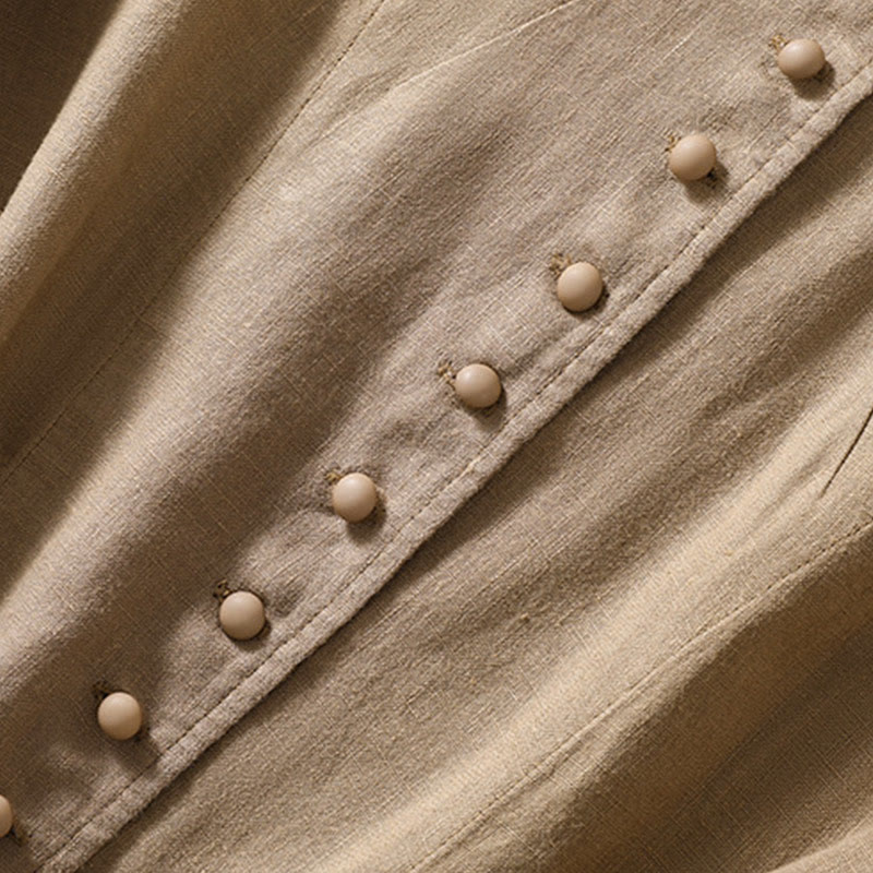 Women's Cotton Linen Stand Collar Long Sleeve Jacket With Pockets - Image 28