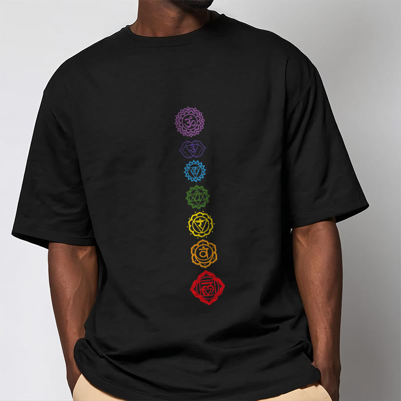Casual Colorful Circles Om Mani Padme Hum Pattern Tee T-Shirt - Image 6