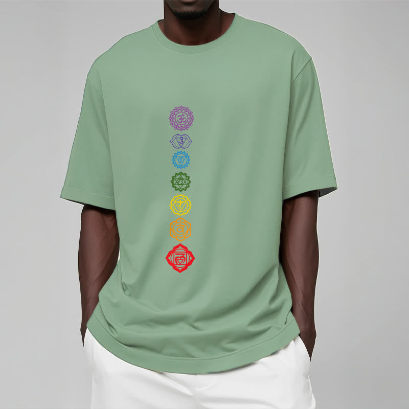 Casual Colorful Circles Om Mani Padme Hum Pattern Tee T-Shirt - Image 16