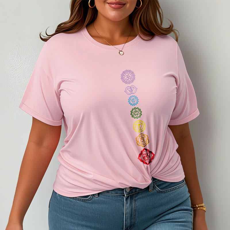 Casual Colorful Circles Om Mani Padme Hum Pattern Tee T-Shirt - Image 14