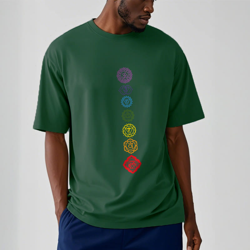 Casual Colorful Circles Om Mani Padme Hum Pattern Tee T-Shirt - Image 12