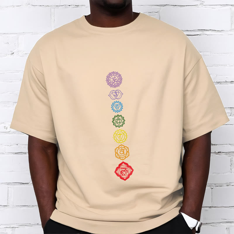 Casual Colorful Circles Om Mani Padme Hum Pattern Tee T-Shirt - Image 10