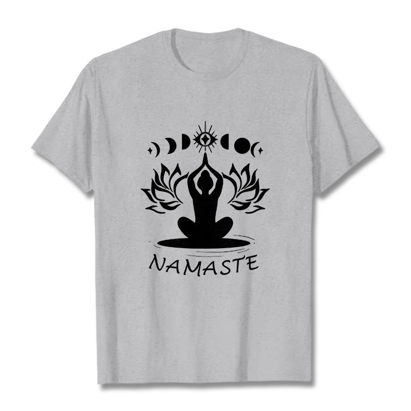 Casual Meditative Figure Lotus Moon Eye Pattern Tee T-shirt - Image 20
