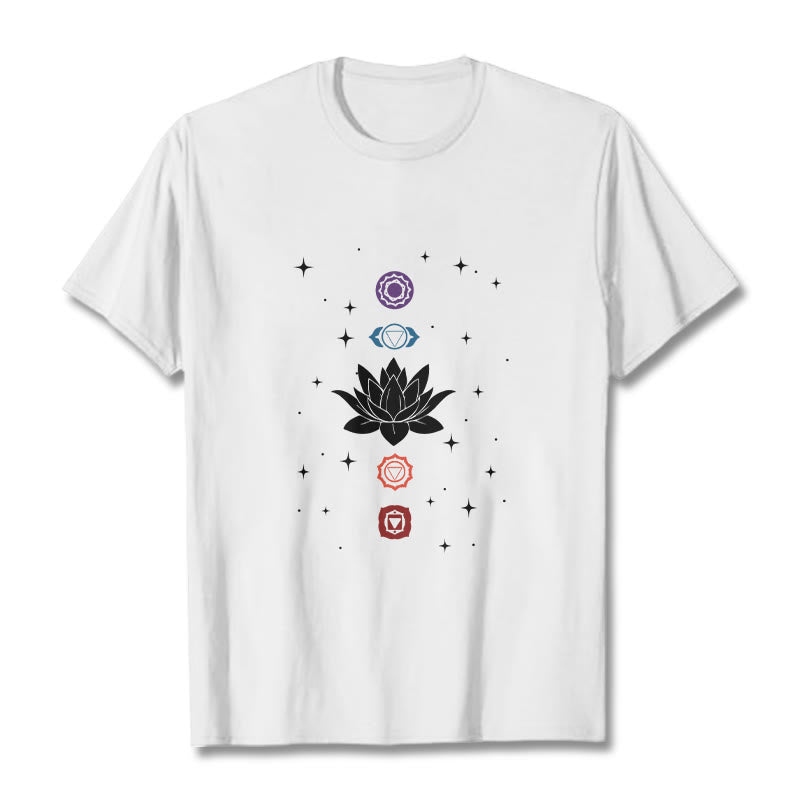Casual Lotus Flower Chakras Pattern Tee T-Shirt - Image 6