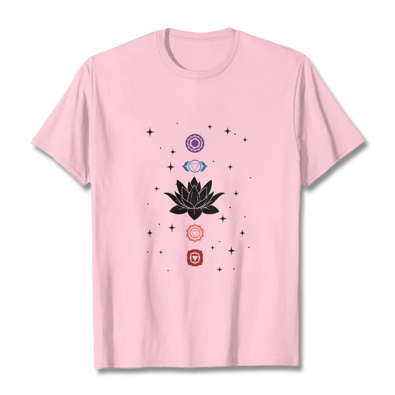 Casual Lotus Flower Chakras Pattern Tee T-Shirt - Image 13