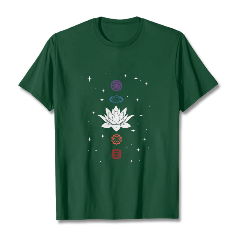 Casual Lotus Flower Chakras Pattern Tee T-Shirt - Image 11
