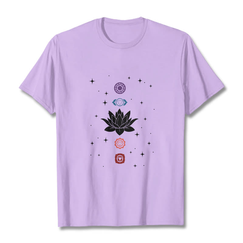 Casual Lotus Flower Chakras Pattern Tee T-Shirt - Image 17