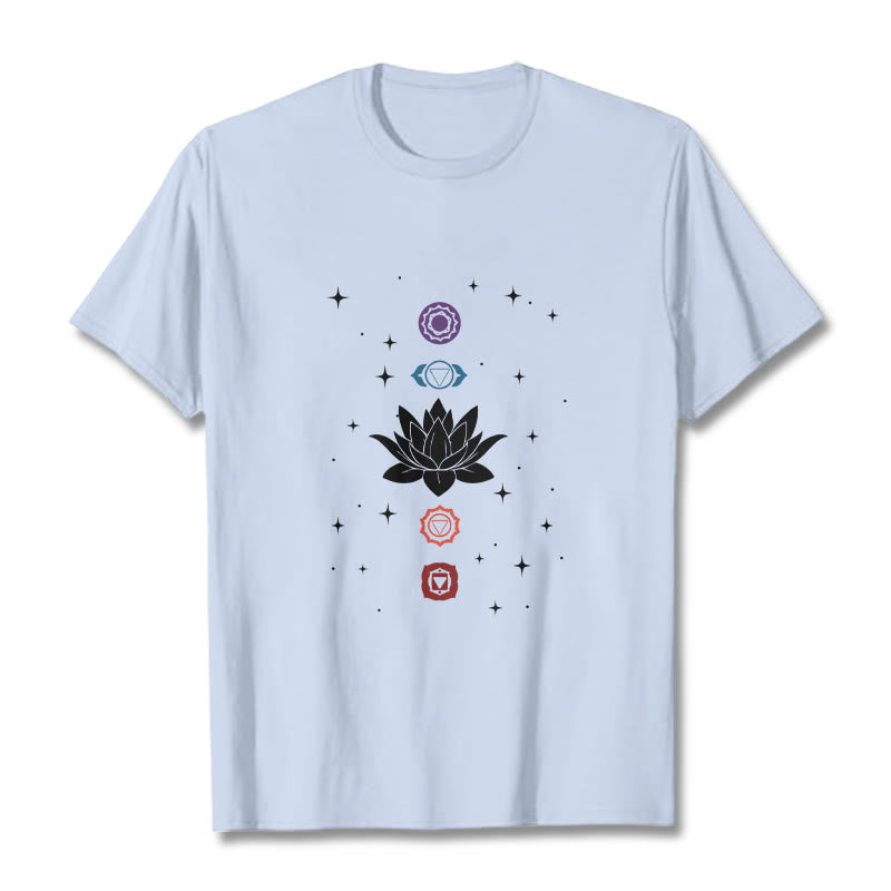 Casual Lotus Flower Chakras Pattern Tee T-Shirt - Image 19