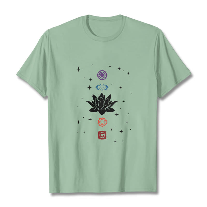 Casual Lotus Flower Chakras Pattern Tee T-Shirt - Image 15