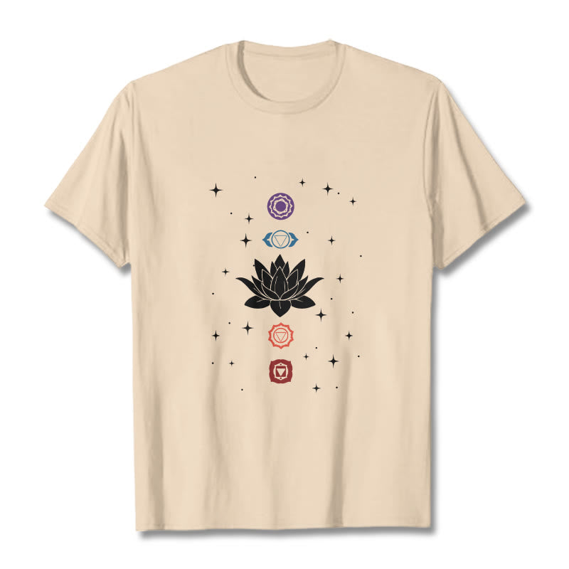 Casual Lotus Flower Chakras Pattern Tee T-Shirt - Image 9