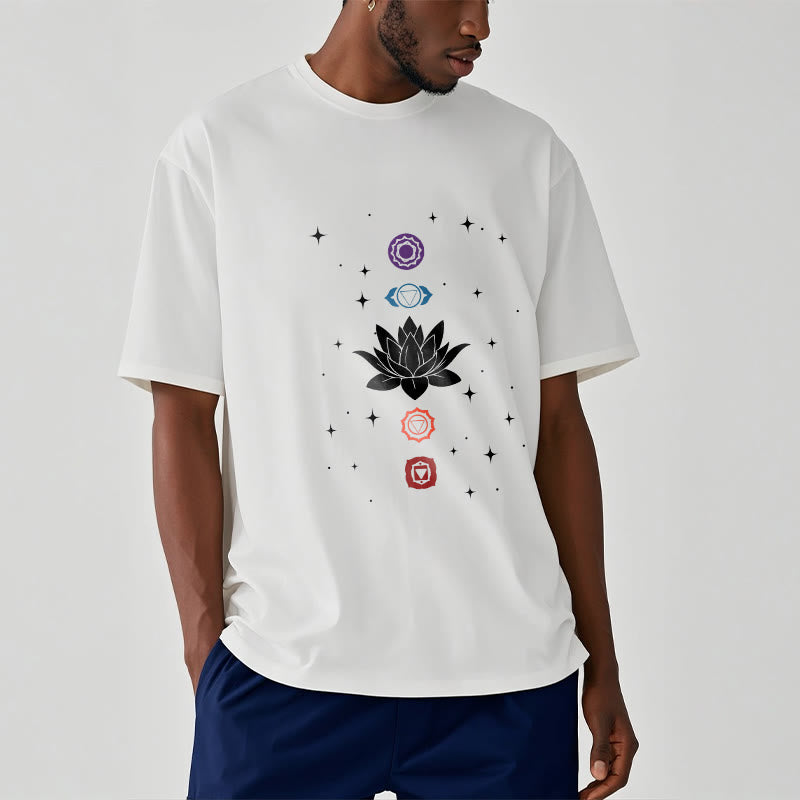 Casual Lotus Flower Chakras Pattern Tee T-Shirt - Image 7