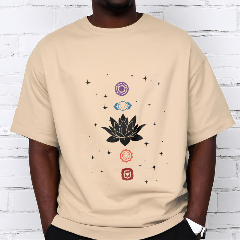 Casual Lotus Flower Chakras Pattern Tee T-Shirt - Image 10