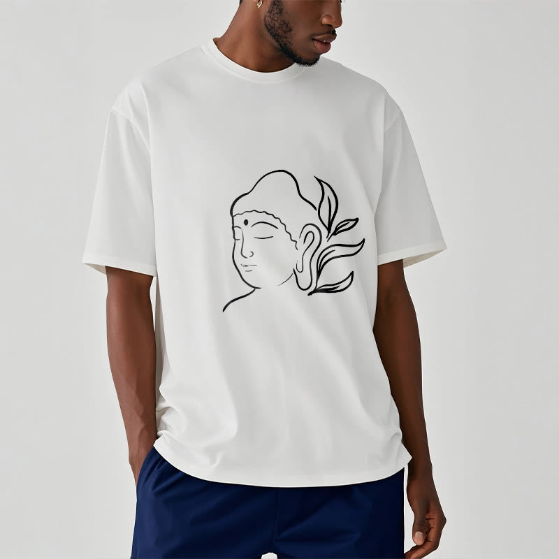 Casual Buddha Face Pattern Tee T-shirt - Image 7
