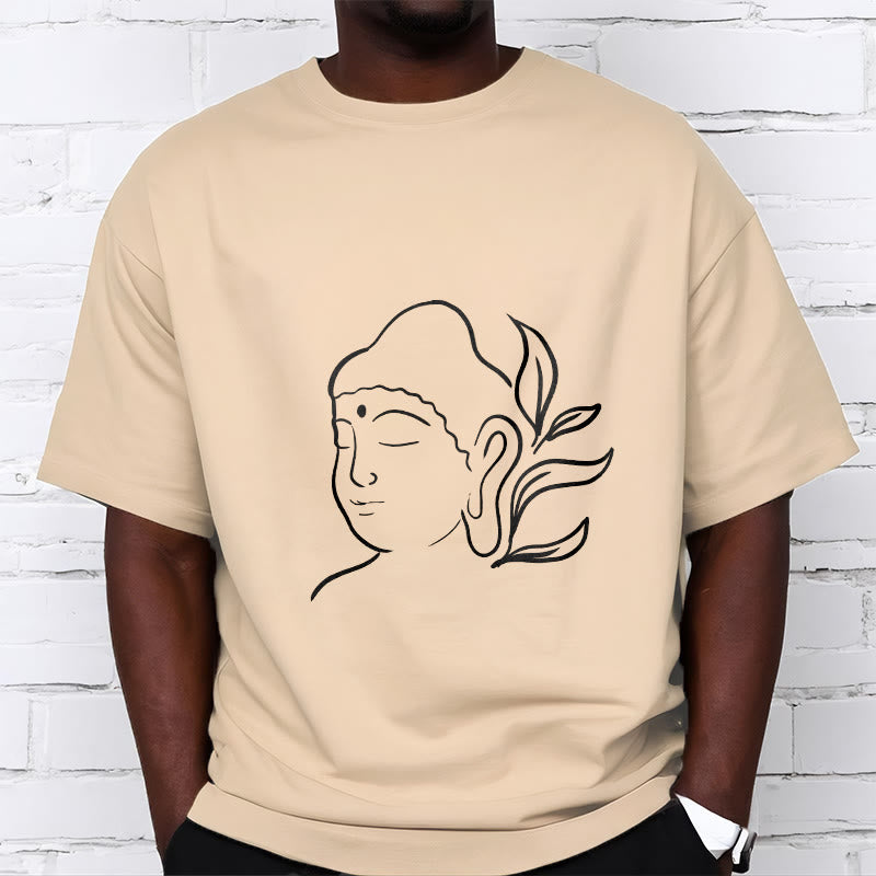 Casual Buddha Face Pattern Tee T-shirt - Image 10