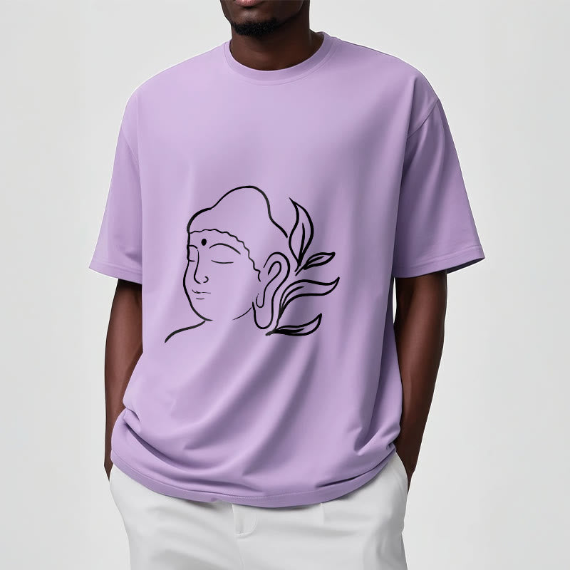 Casual Buddha Face Pattern Tee T-shirt - Image 18