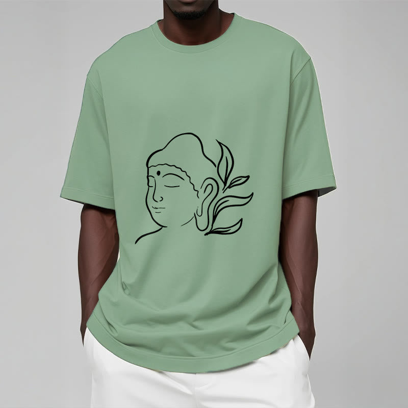 Casual Buddha Face Pattern Tee T-shirt - Image 16