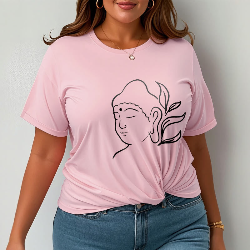 Casual Buddha Face Pattern Tee T-shirt - Image 14