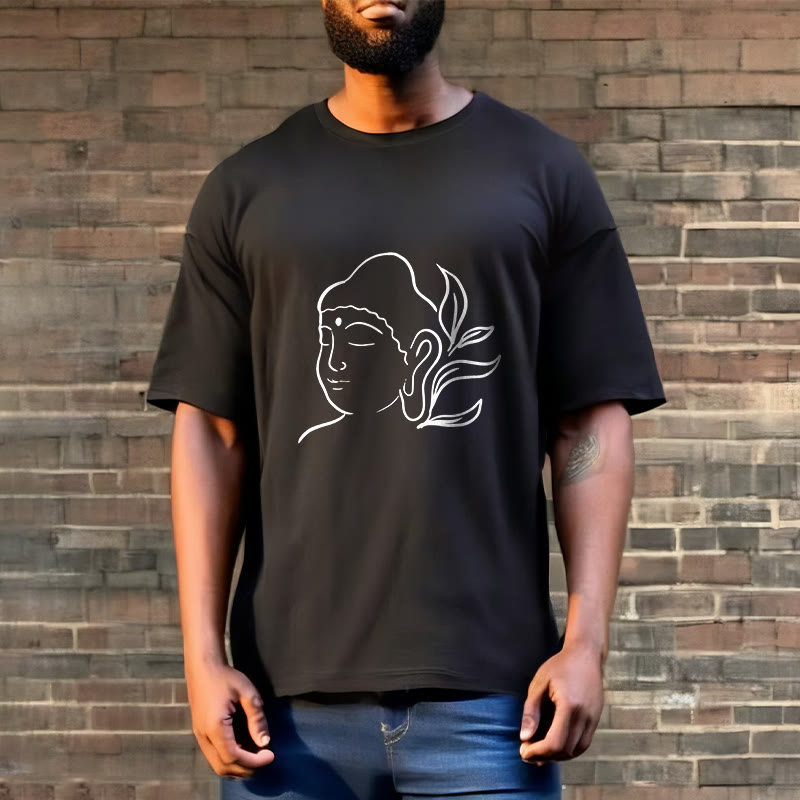 Casual Buddha Face Pattern Tee T-shirt - Image 3