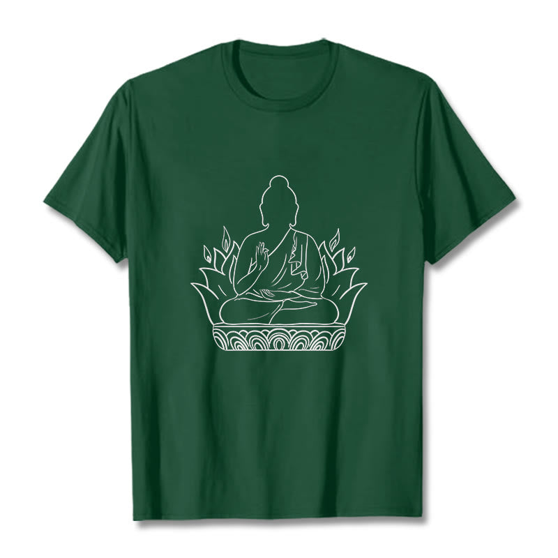 Casual Meditation Buddha Pattern Tee T-shirt - Image 11
