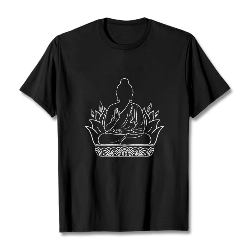Casual Meditation Buddha Pattern Tee T-shirt - Image 4