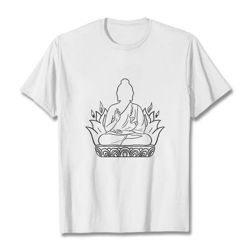 Casual Meditation Buddha Pattern Tee T-shirt - Image 8