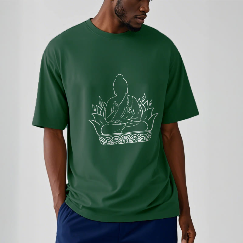 Casual Meditation Buddha Pattern Tee T-shirt - Image 12
