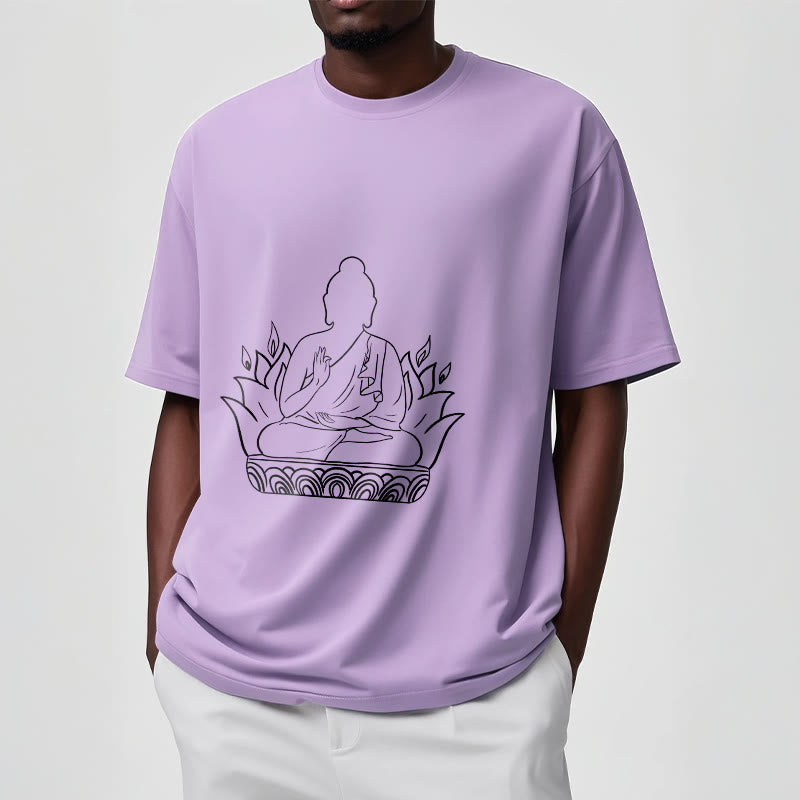 Casual Meditation Buddha Pattern Tee T-shirt - Image 18