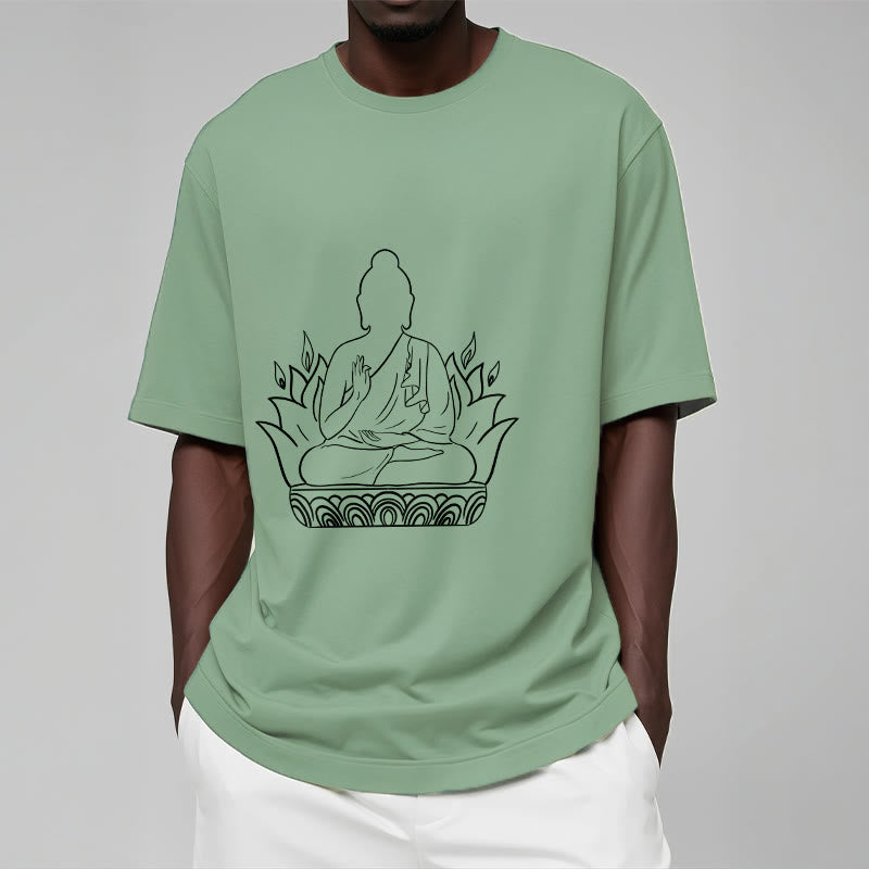 Casual Meditation Buddha Pattern Tee T-shirt - Image 16