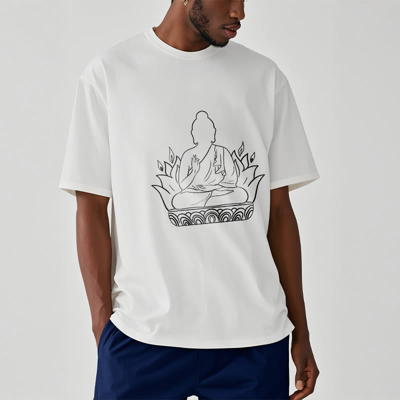 Casual Meditation Buddha Pattern Tee T-shirt - Image 9