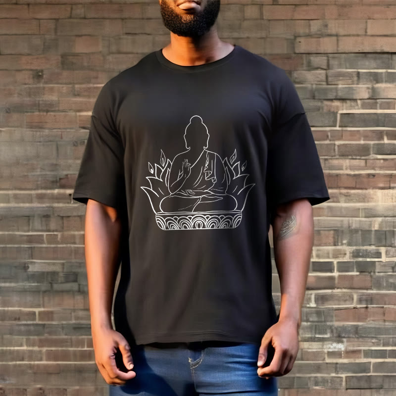Casual Meditation Buddha Pattern Tee T-shirt - Image 6