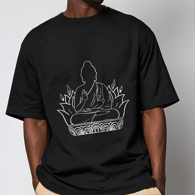 Casual Meditation Buddha Pattern Tee T-shirt - Image 5