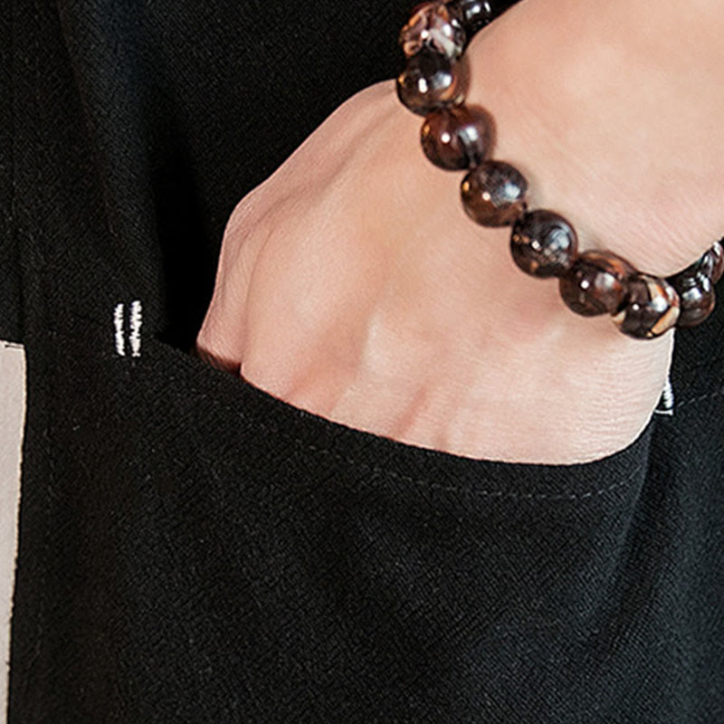 Lace-Up Design Jacket Cotton Linen Men's Three Quarter Sleeve Kimono With Pockets - Image 21