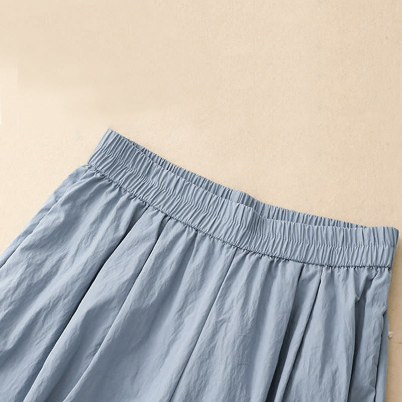 Casual Hem Hollow Design Women's Cotton 7-8 Length Wide Leg Pants With Pockets - Image 3