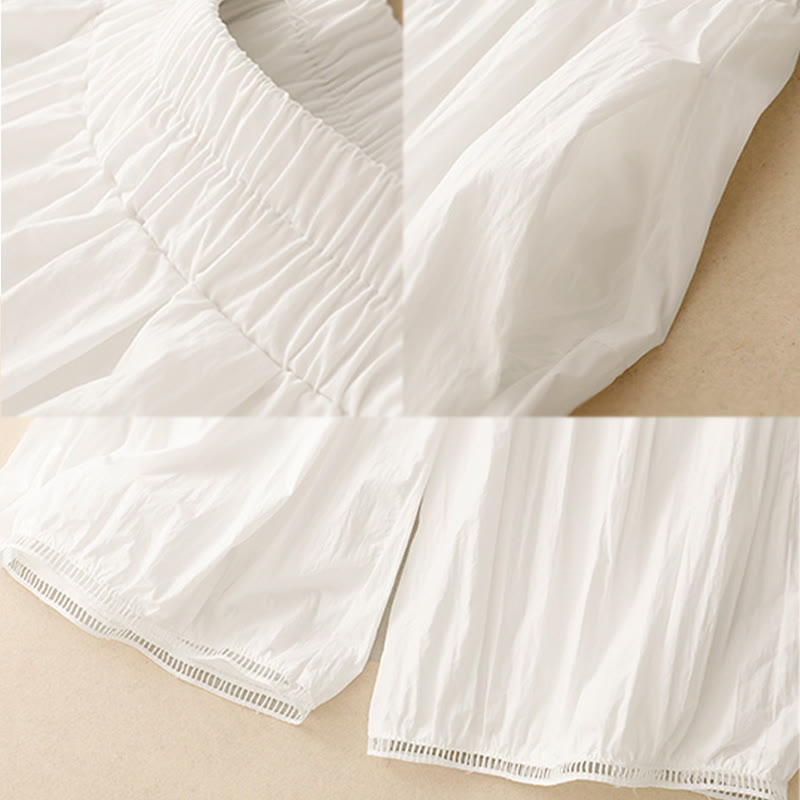 Casual Hem Hollow Design Women's Cotton 7-8 Length Wide Leg Pants With Pockets - Image 12