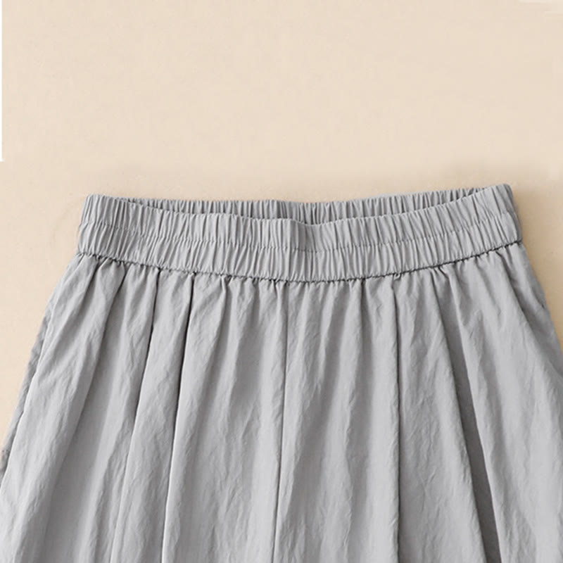 Casual Hem Hollow Design Women's Cotton 7-8 Length Wide Leg Pants With Pockets - Image 14