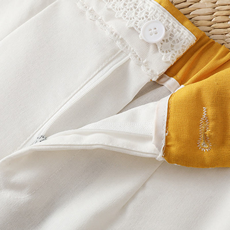 Casual Hollow Lace Waistband Design Women's Cotton Linen Wide Leg Pants With Pockets - Image 34