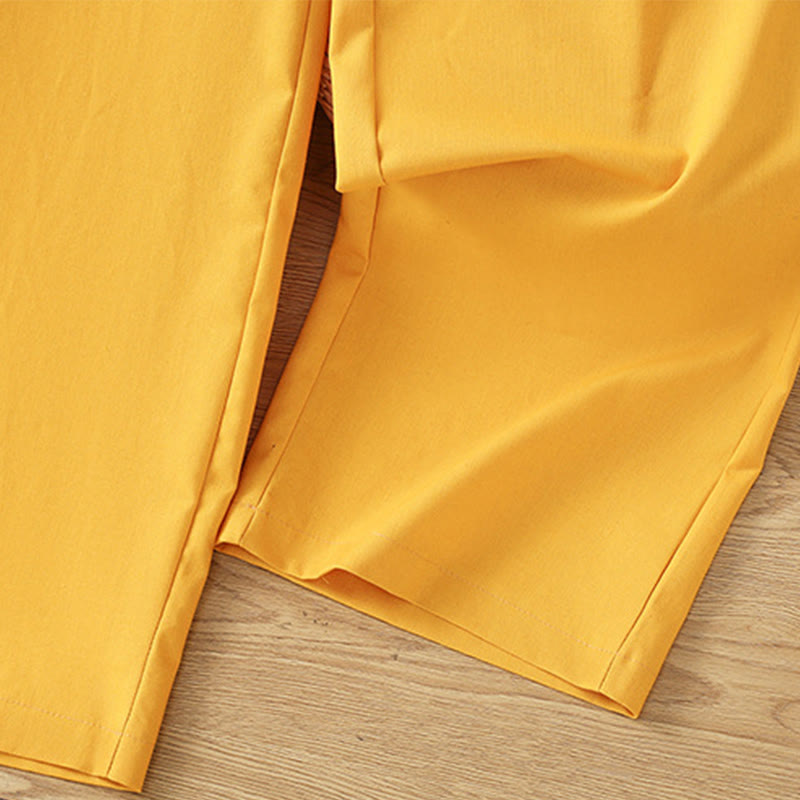 Casual Hollow Lace Waistband Design Women's Cotton Linen Wide Leg Pants With Pockets - Image 19