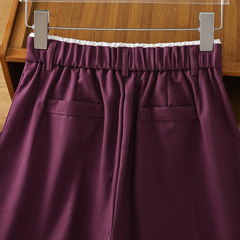 Casual Hollow Lace Waistband Design Women's Cotton Linen Wide Leg Pants With Pockets - Image 24