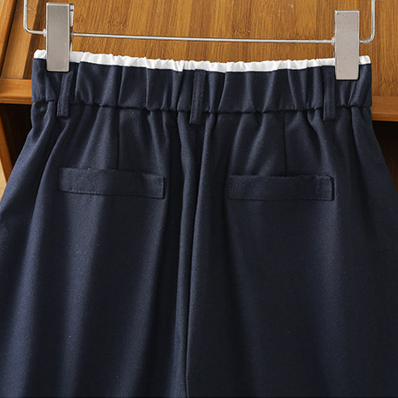 Casual Hollow Lace Waistband Design Women's Cotton Linen Wide Leg Pants With Pockets - Image 4