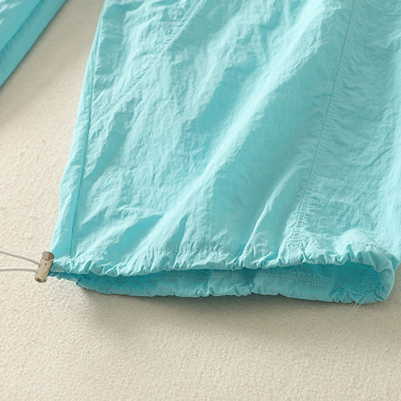 Summer Vintage Plain Drawstring Cuffed Women's Pants With Pockets - Image 26