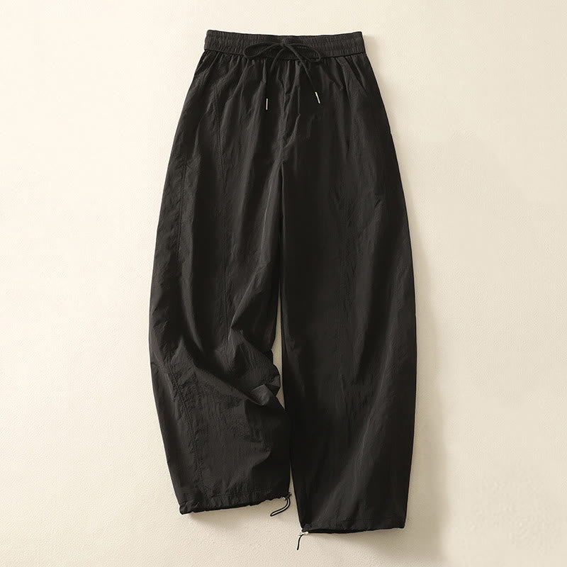 Summer Vintage Plain Drawstring Cuffed Women's Pants With Pockets - Image 16