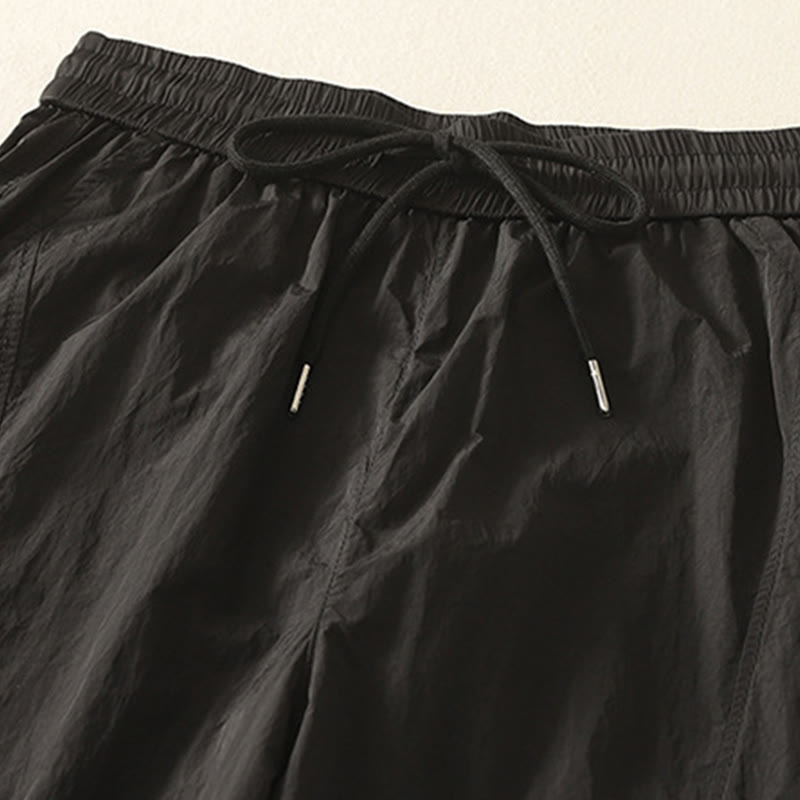 Summer Vintage Plain Drawstring Cuffed Women's Pants With Pockets - Image 17