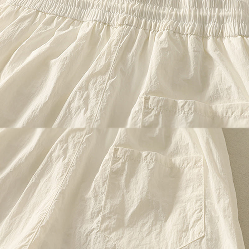 Summer Vintage Plain Drawstring Cuffed Women's Pants With Pockets - Image 15