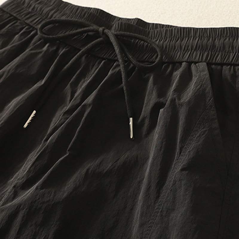 Summer Vintage Plain Drawstring Cuffed Women's Pants With Pockets - Image 18
