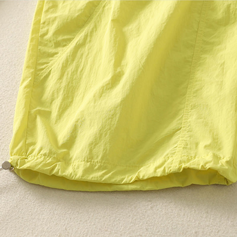 Summer Vintage Plain Drawstring Cuffed Women's Pants With Pockets - Image 32